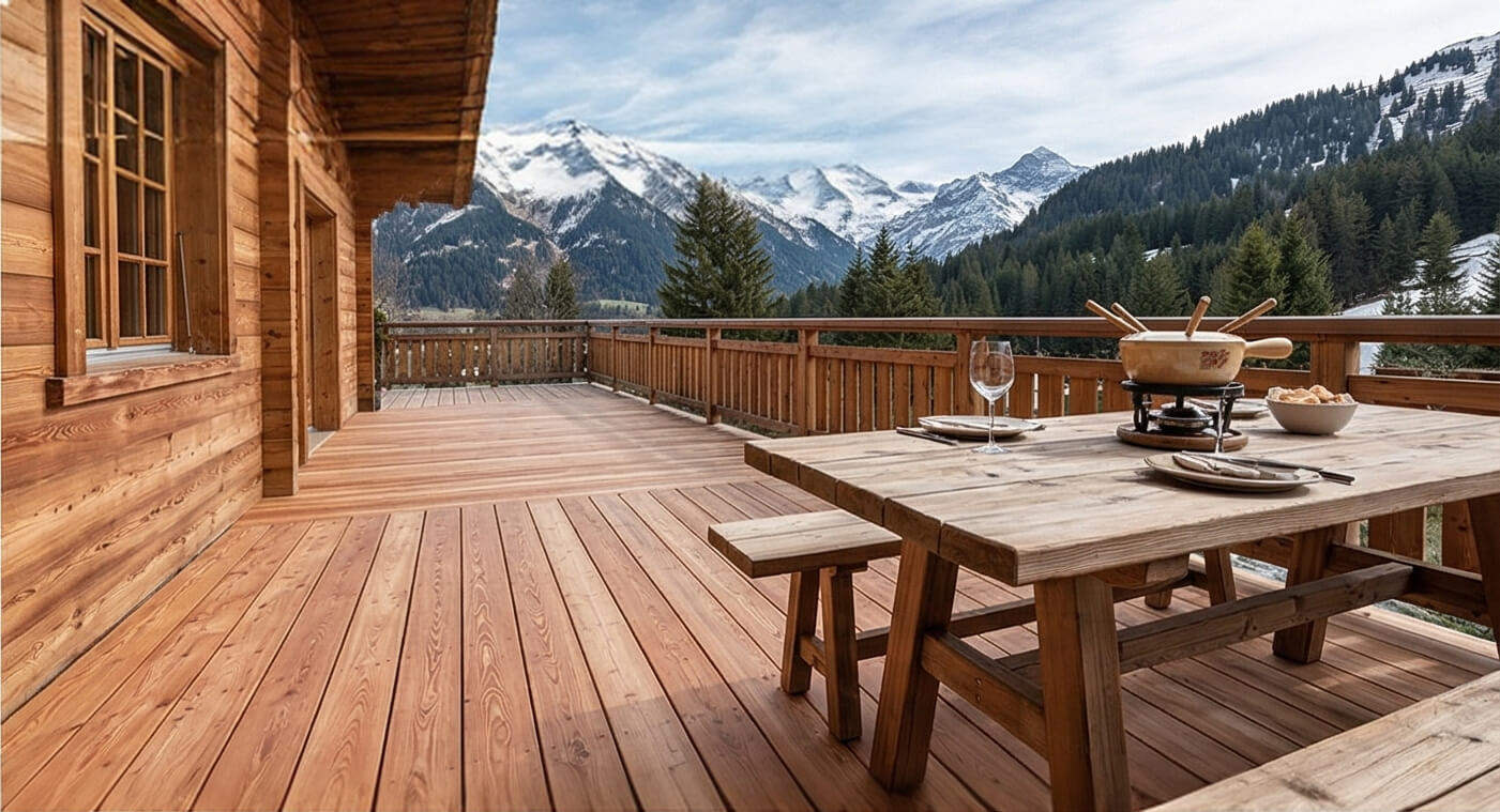 Bois mélèze terrasse alpine