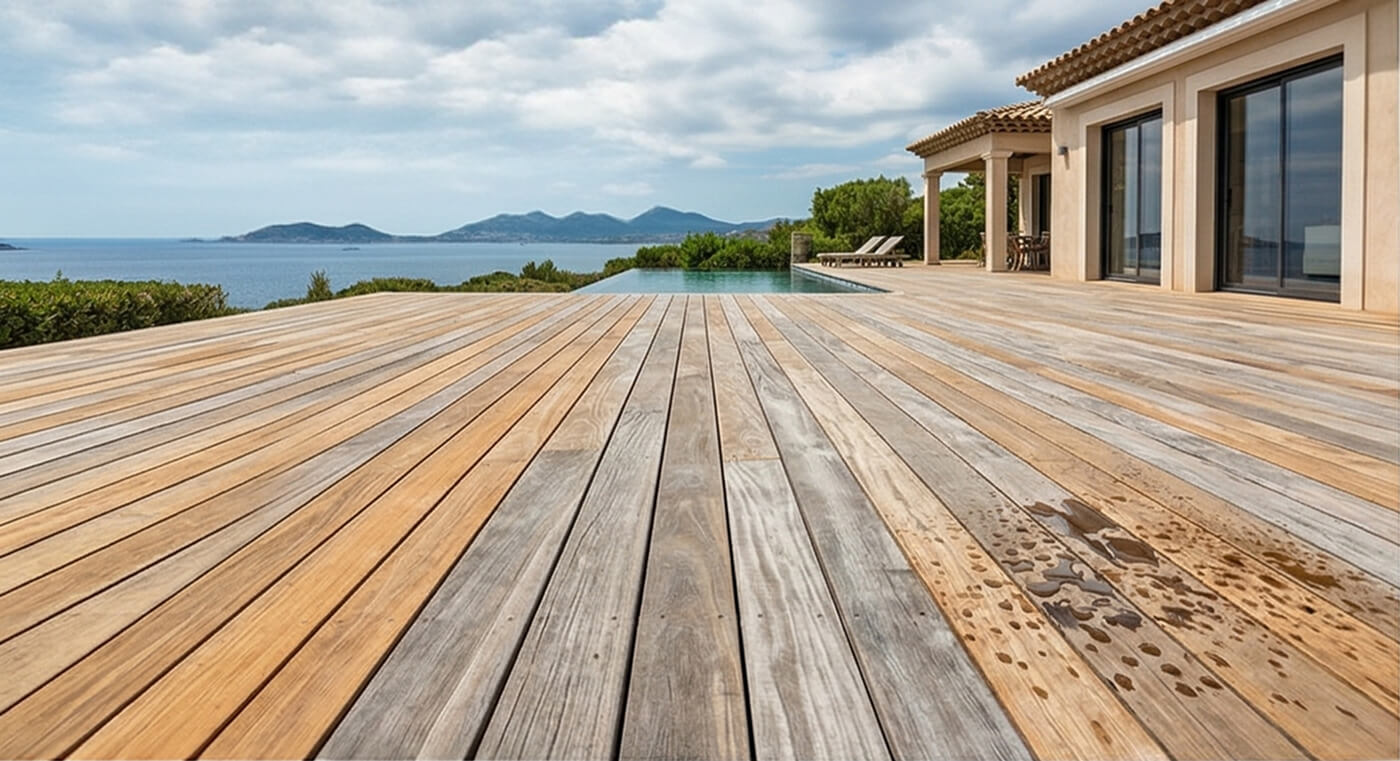 Bois teck terrasse extérieure