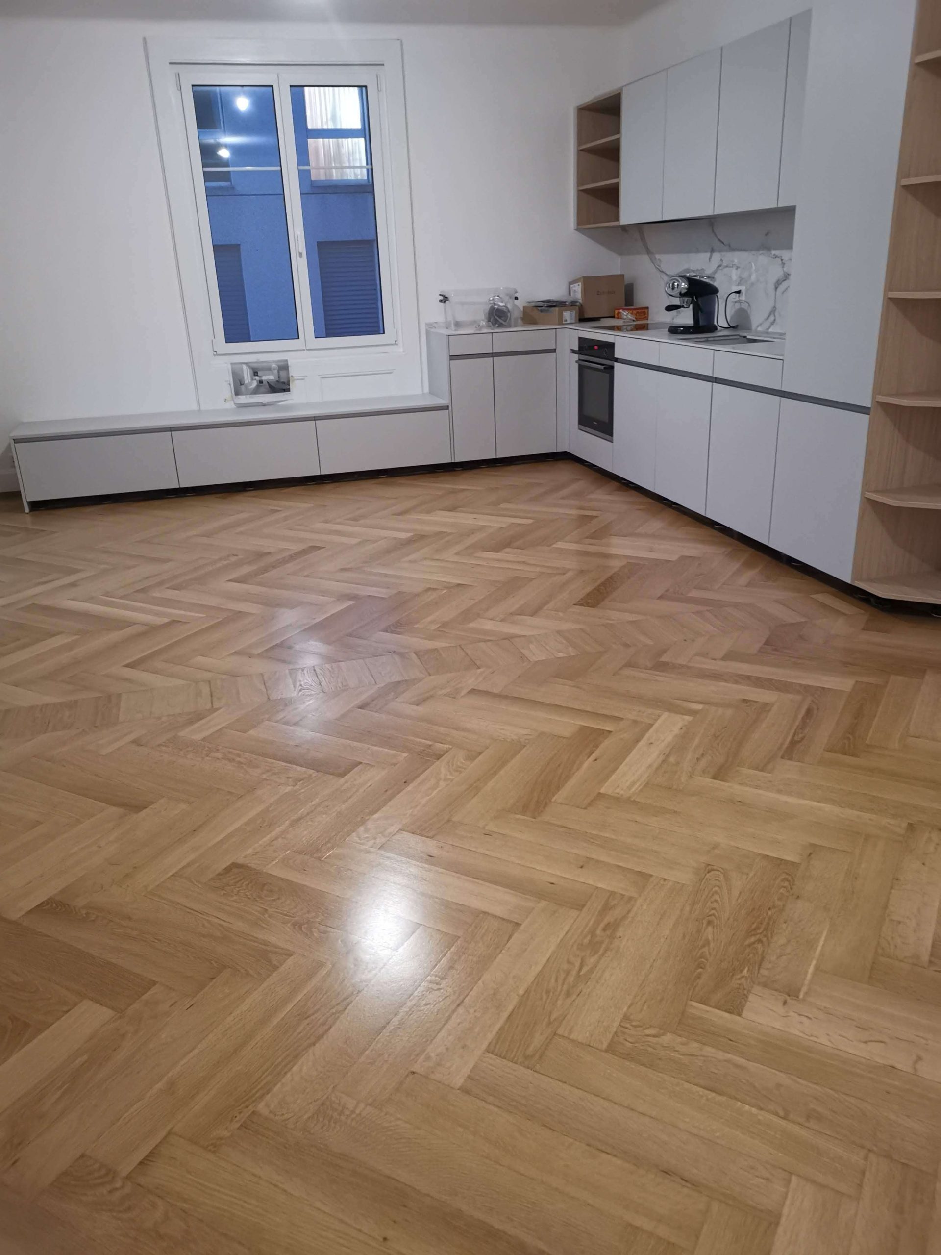 Parquet chevron villa Lausanne